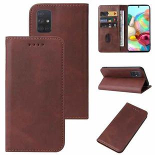 For Samsung Galaxy A71 4G Magnetic Closure Leather Phone Case(Brown)