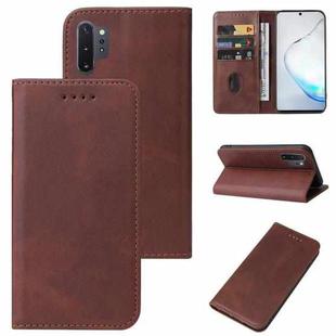 For Samsung Galaxy Note10+ Magnetic Closure Leather Phone Case(Brown)