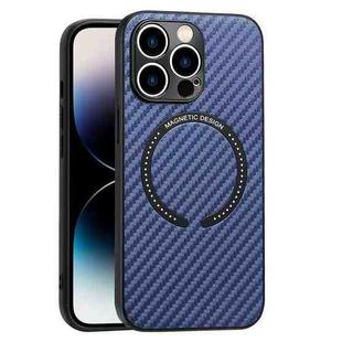 For iPhone 14 Pro MagSafe Magnetic Carbon Fiber Texture Phone Case(Blue)