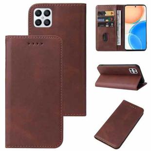 For Honor X8 Magnetic Closure Leather Phone Case(Brown)