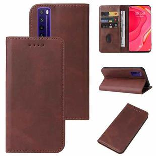 For Huawei Nova 7 SE 5G Youth Magnetic Closure Leather Phone Case(Brown)