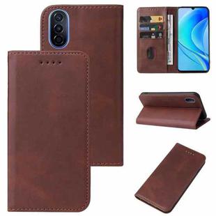 For Huawei Nova Y70 Magnetic Closure Leather Phone Case(Brown)