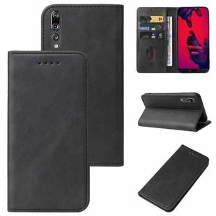 For Huawei P20 Magnetic Closure Leather Phone Case(Black)