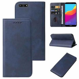 For Huawei Y7 2018 Magnetic Closure Leather Phone Case(Blue)