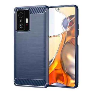 For Xiaomi 11T Pro Carbon Fiber Brushed Texture TPU Case(Navy)