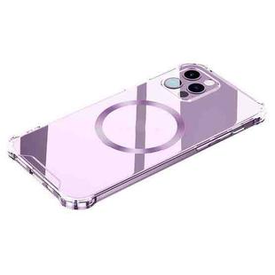 For iPhone 12 Pro CD Ring Magnetic Four Corner Airbags Phone Case(Purple)