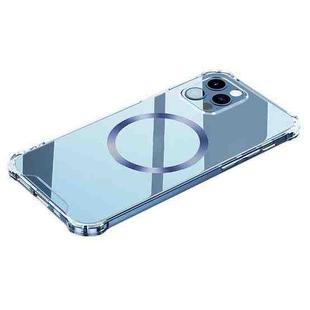 For iPhone 14 Pro Max CD Ring Magnetic Four Corner Airbags Phone Case (Dark Blue)