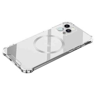 For iPhone 14 Pro Max CD Ring Magnetic Four Corner Airbags Phone Case (Silver)