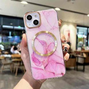 For iPhone 12 Pro Max Gilt Marble Magsafe Phone Case(Pink Purple)