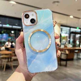 For iPhone 11 Pro Max Gilt Marble Magsafe Phone Case (Blue)