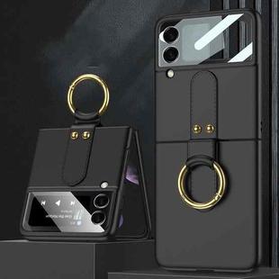 For Samsung Galaxy Z Flip4 GKK Ultra-thin PC Full Coverage Phone Flip Case with Ring Holder(Black)