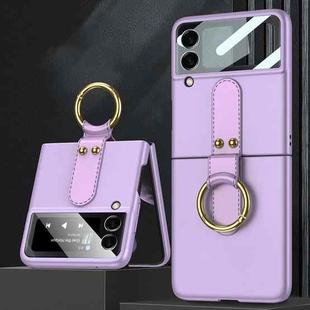 For Samsung Galaxy Z Flip4 GKK Ultra-thin PC Full Coverage Phone Flip Case with Ring Holder(Purple)