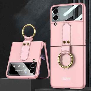 For Samsung Galaxy Z Flip4 GKK Ultra-thin PC Full Coverage Phone Flip Case with Ring Holder(Pink)