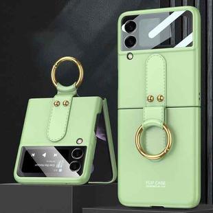 For Samsung Galaxy Z Flip4 GKK Ultra-thin PC Full Coverage Phone Flip Case with Ring Holder(Matcha Green)