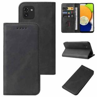 For Samsung Galaxy A03 EU 166.5mm Magnetic Closure Leather Phone Case(Black)