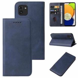 For Samsung Galaxy A03 Global 164.27mm Magnetic Closure Leather Phone Case(Blue)