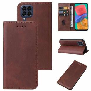 For Samsung Galaxy M33 India Magnetic Closure Leather Phone Case(Brown)