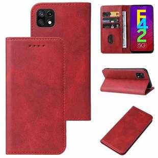 For Samsung Galaxy F42 5G Magnetic Closure Leather Phone Case(Red)
