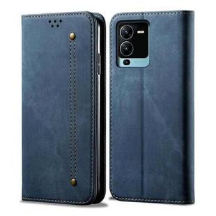 For vivo V25 Pro Denim Texture Casual Style Flip Leather Phone Case(Blue)