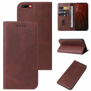 For OPPO A5s Magnetic Closure Leather Phone Case(Brown)