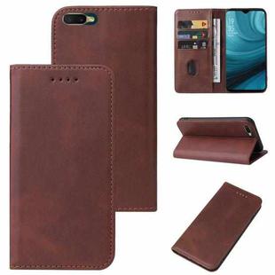For OPPO A7n Magnetic Closure Leather Phone Case(Brown)