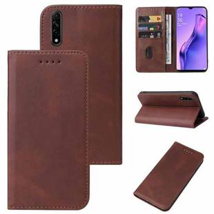 For OPPO A8 Magnetic Closure Leather Phone Case(Brown)