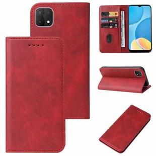 For OPPO A15s Magnetic Closure Leather Phone Case(Red)