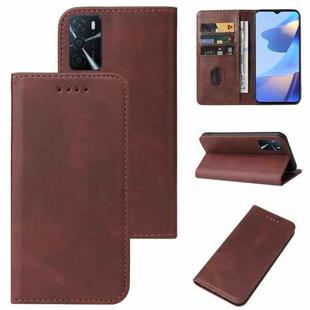 For OPPO A16 Magnetic Closure Leather Phone Case(Brown)