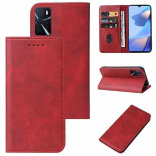 For OPPO A16 Magnetic Closure Leather Phone Case(Red)