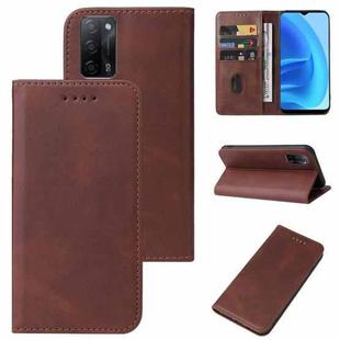 For OPPO A53s 5G Magnetic Closure Leather Phone Case(Brown)