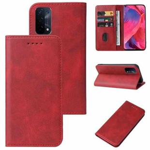 For OPPO A54 Magnetic Closure Leather Phone Case(Red)