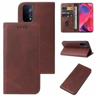 For OPPO A54 5G Magnetic Closure Leather Phone Case(Brown)