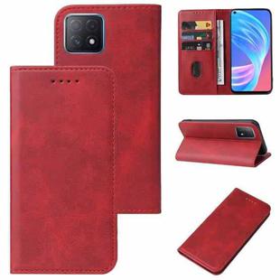 For OPPO A73 Magnetic Closure Leather Phone Case(Red)