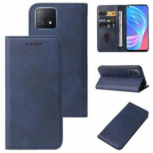 For OPPO A73 5G Magnetic Closure Leather Phone Case(Blue)