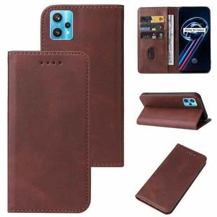 For Realme 9 Pro+ Magnetic Closure Leather Phone Case(Brown)