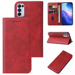 For OPPO Reno5 4G Magnetic Closure Leather Phone Case(Red)