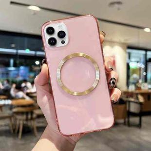 For iPhone 14 Pro CD Texture MagSafe TPU Phone Case(Transparent Pink)