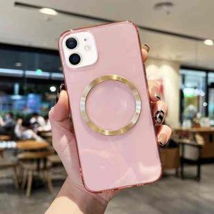 For iPhone 12 CD Texture MagSafe TPU Phone Case(Transparent Pink)