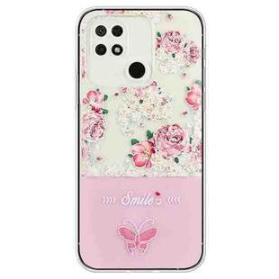 For Xiaomi Redmi 10A Bronzing Butterfly Flower TPU Phone Case(Peony)
