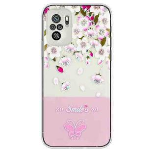 For Xiaomi Redmi Note 10 4G / Redmi Note 10S Bronzing Butterfly Flower TPU Phone Case(Peach Blossoms)