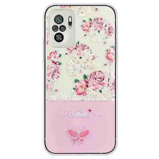 For Xiaomi Redmi Note 10 4G / Redmi Note 10S Bronzing Butterfly Flower TPU Phone Case(Peony)