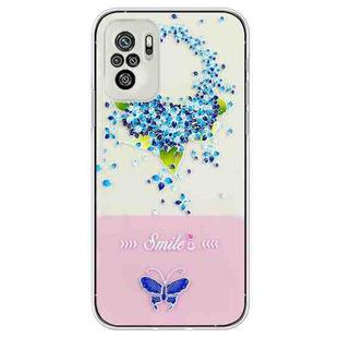 For Xiaomi Redmi Note 10 4G / Redmi Note 10S Bronzing Butterfly Flower TPU Phone Case(Hydrangea)