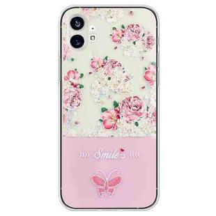 For Nothing Phone 1 Bronzing Butterfly Flower TPU Phone Case(Peony)