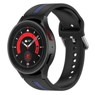 For Samsung Galaxy Watch5 / Watch5 Pro Two-color Stripe Silicone Watch Band(Black Blue)