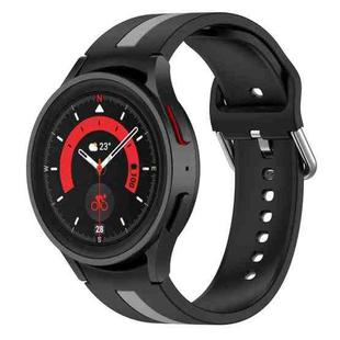 For Samsung Galaxy Watch5 / Watch5 Pro Two-color Stripe Silicone Watch Band(Black Grey)