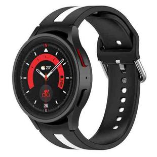 For Samsung Galaxy Watch5 / Watch5 Pro Two-color Stripe Silicone Watch Band(Black White)