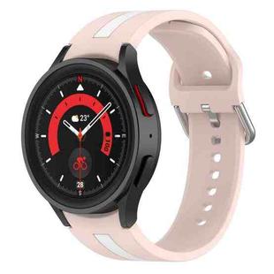 For Samsung Galaxy Watch5 / Watch5 Pro Two-color Stripe Silicone Watch Band(Pink White)