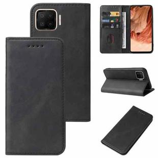 For OPPO F17 Magnetic Closure Leather Phone Case(Black)