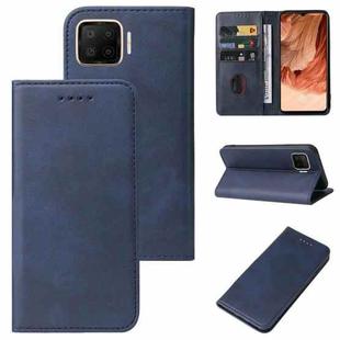 For OPPO F17 Magnetic Closure Leather Phone Case(Blue)