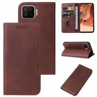 For OPPO F17 Magnetic Closure Leather Phone Case(Brown)